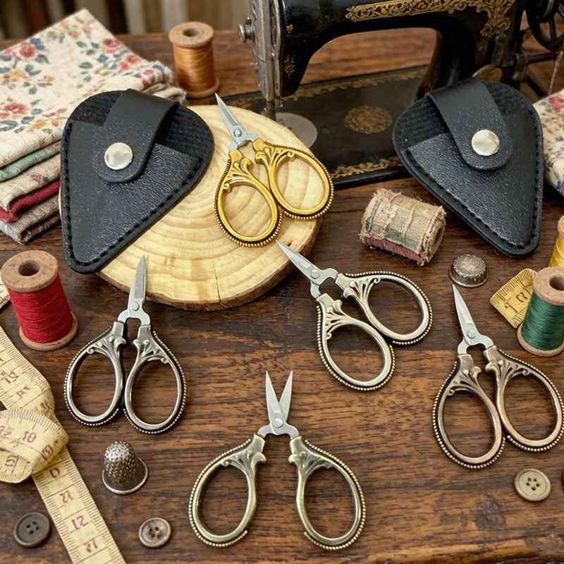 Leather Work In Art - Миниатюрные винтажные ножницы с чехлом из